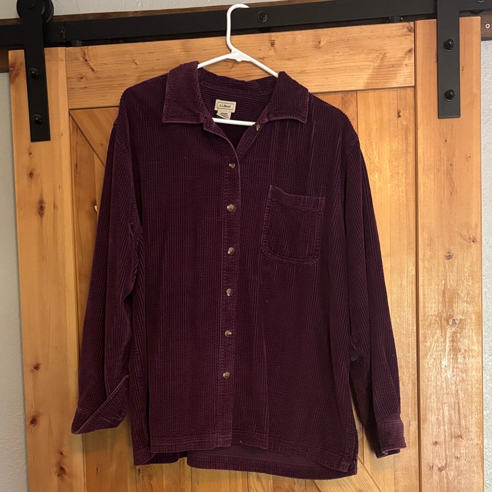 L.L. Bean Women's Corduroy Shirt Jacket in Plum